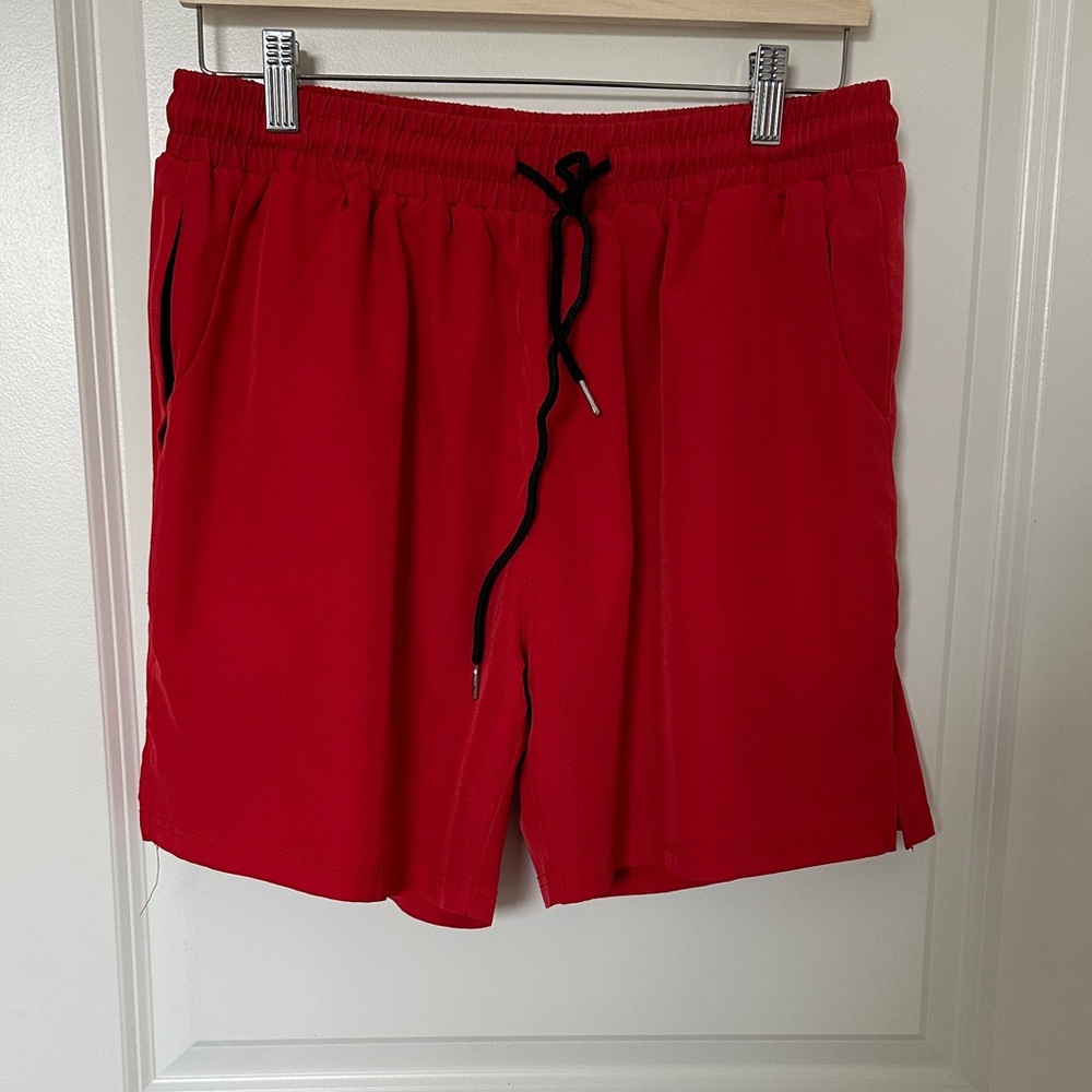 Vibrant Red Men's Athletic Shorts